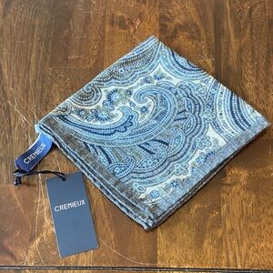 Daniel Cremieux Teal and Gray Paisley Wool Pocket Square